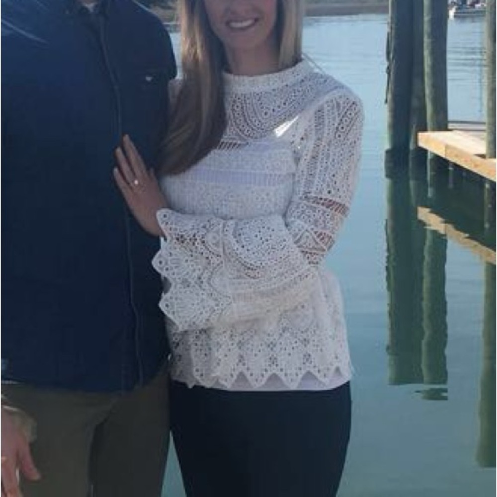 White Boohoo brand lace top bought at boutique. US size 6, fits like a small